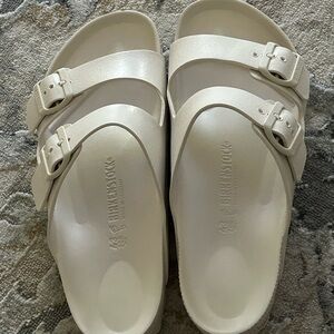 Birkenstock Off-White Slide Sandals